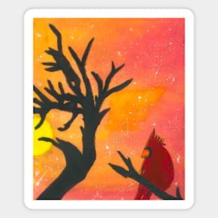 Cardinal At Sunset Magnet